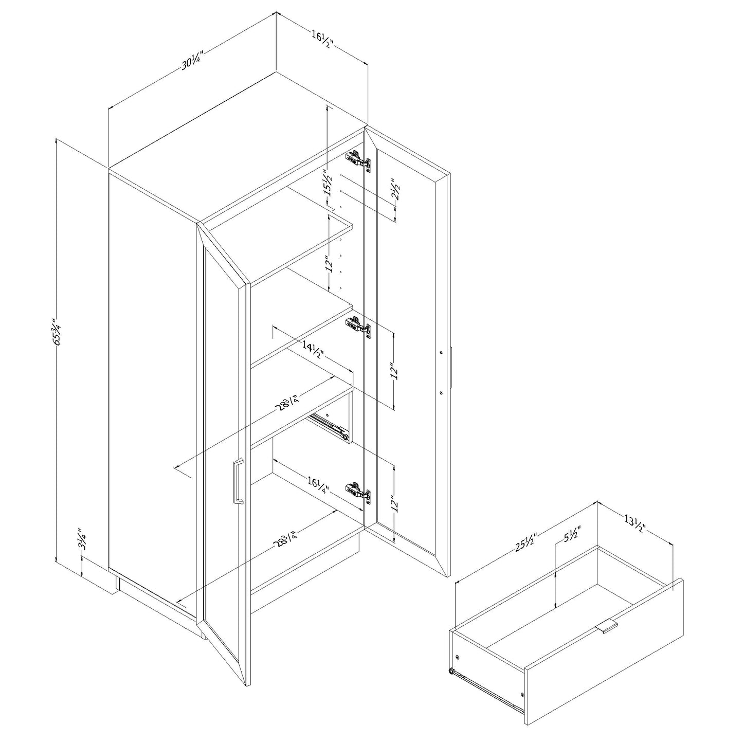 2-Door Kitchen Cabinet with Doors - Arum