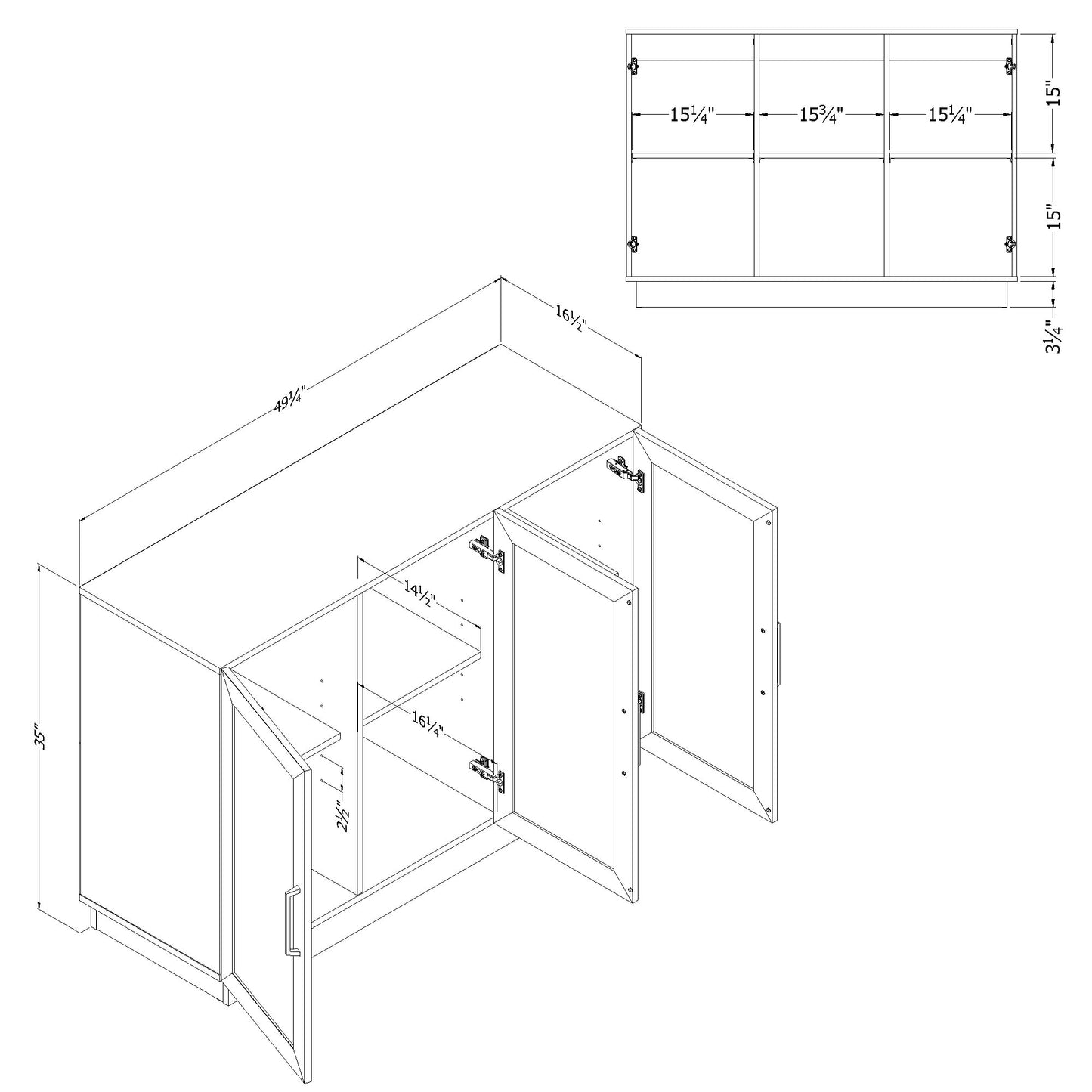 Buffet de salle à manger à 3 portes - Arum