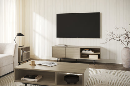 Meuble TV 2 portes Arum avec rangement ouvert Orme doux