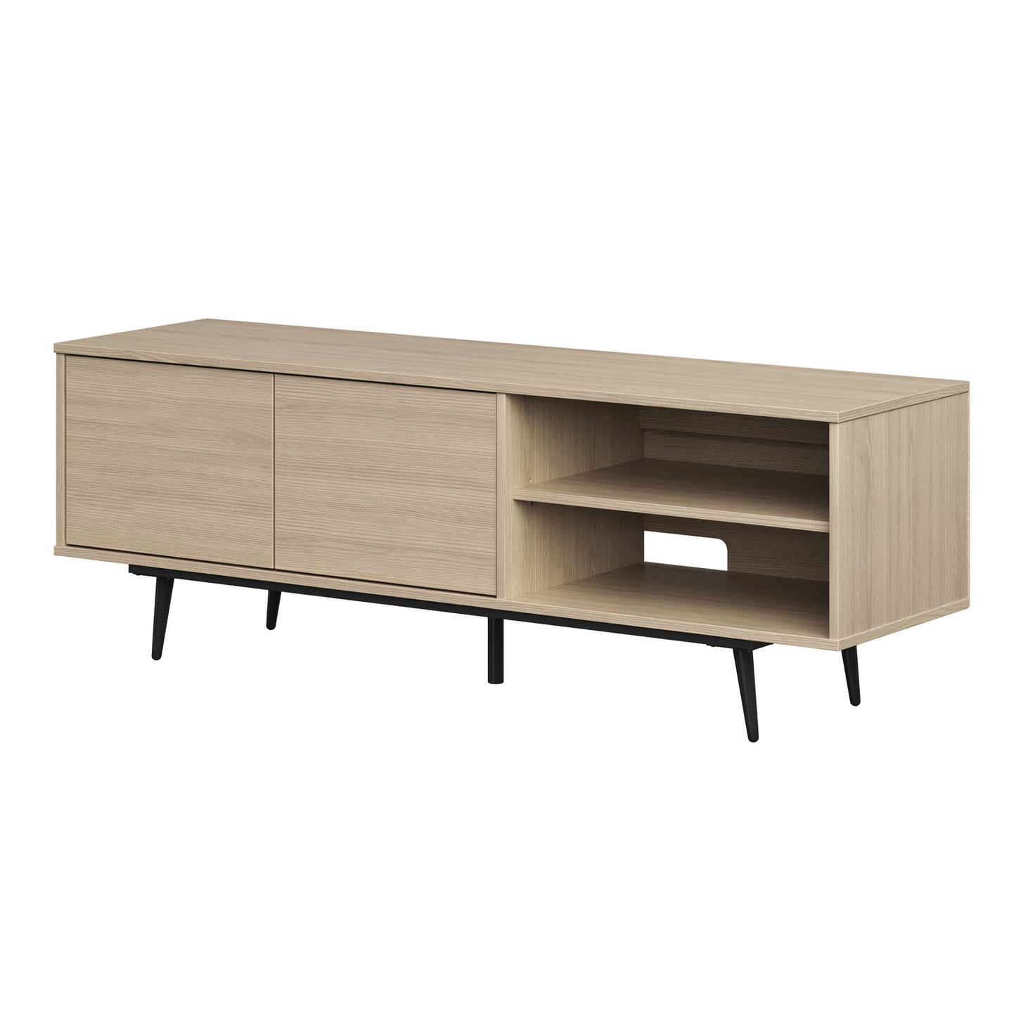 Meuble TV 2 portes Arum avec rangement ouvert Orme doux