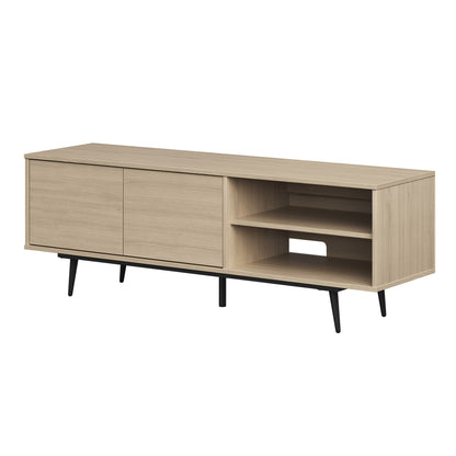 Meuble TV 2 portes Arum avec rangement ouvert Orme doux