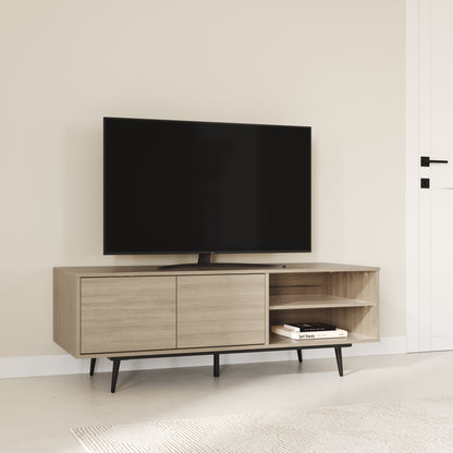 Meuble TV 2 portes Arum avec rangement ouvert Orme doux