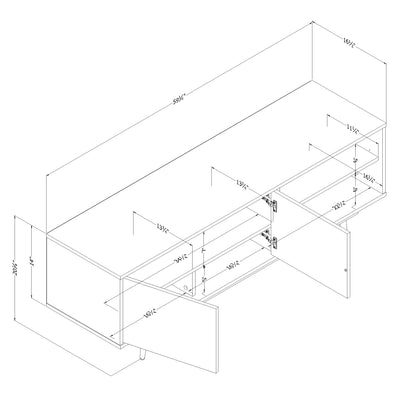 Meuble TV 2 portes Arum avec rangement ouvert Orme doux