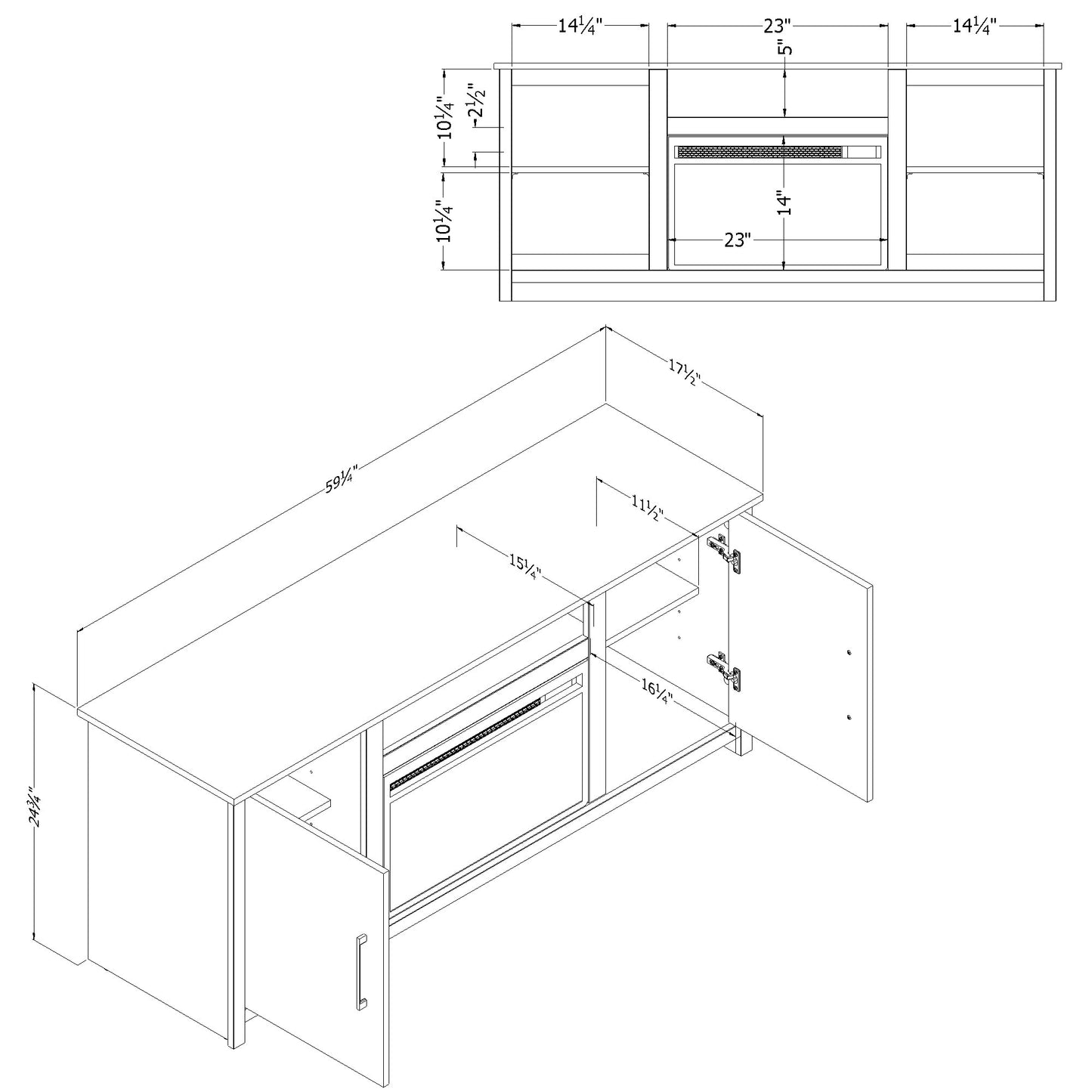 Meuble TV Fernley avec foyer intégré