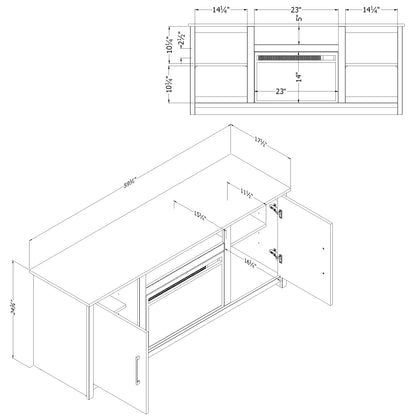 Meuble TV Fernley avec foyer intégré