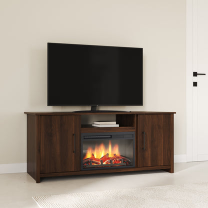 Meuble TV Fernley avec foyer intégré