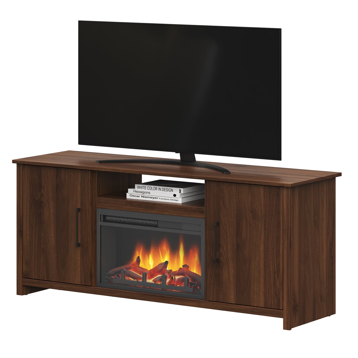 Meuble TV Fernley avec foyer intégré