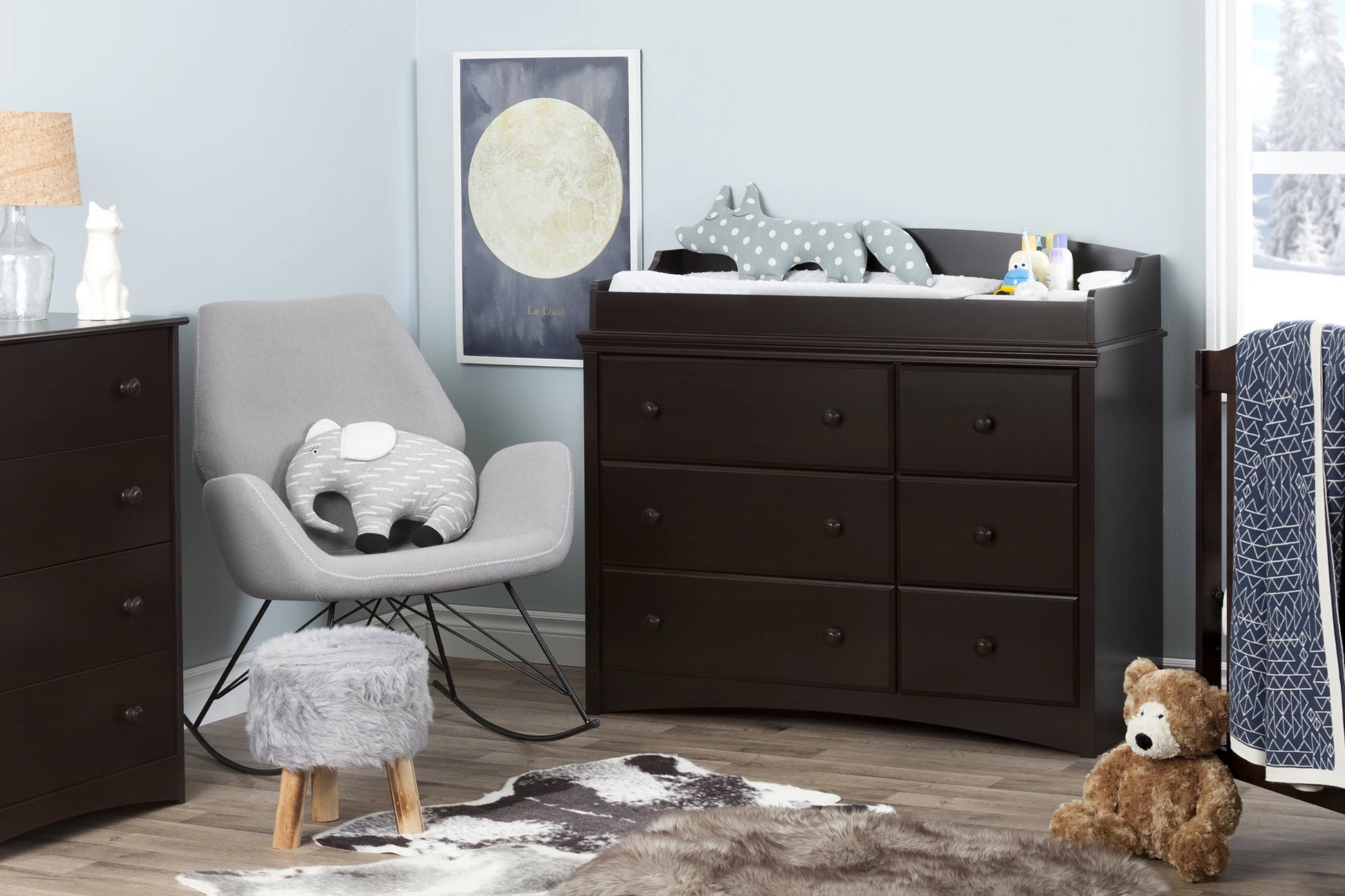 Grey baby dresser with changing table clearance