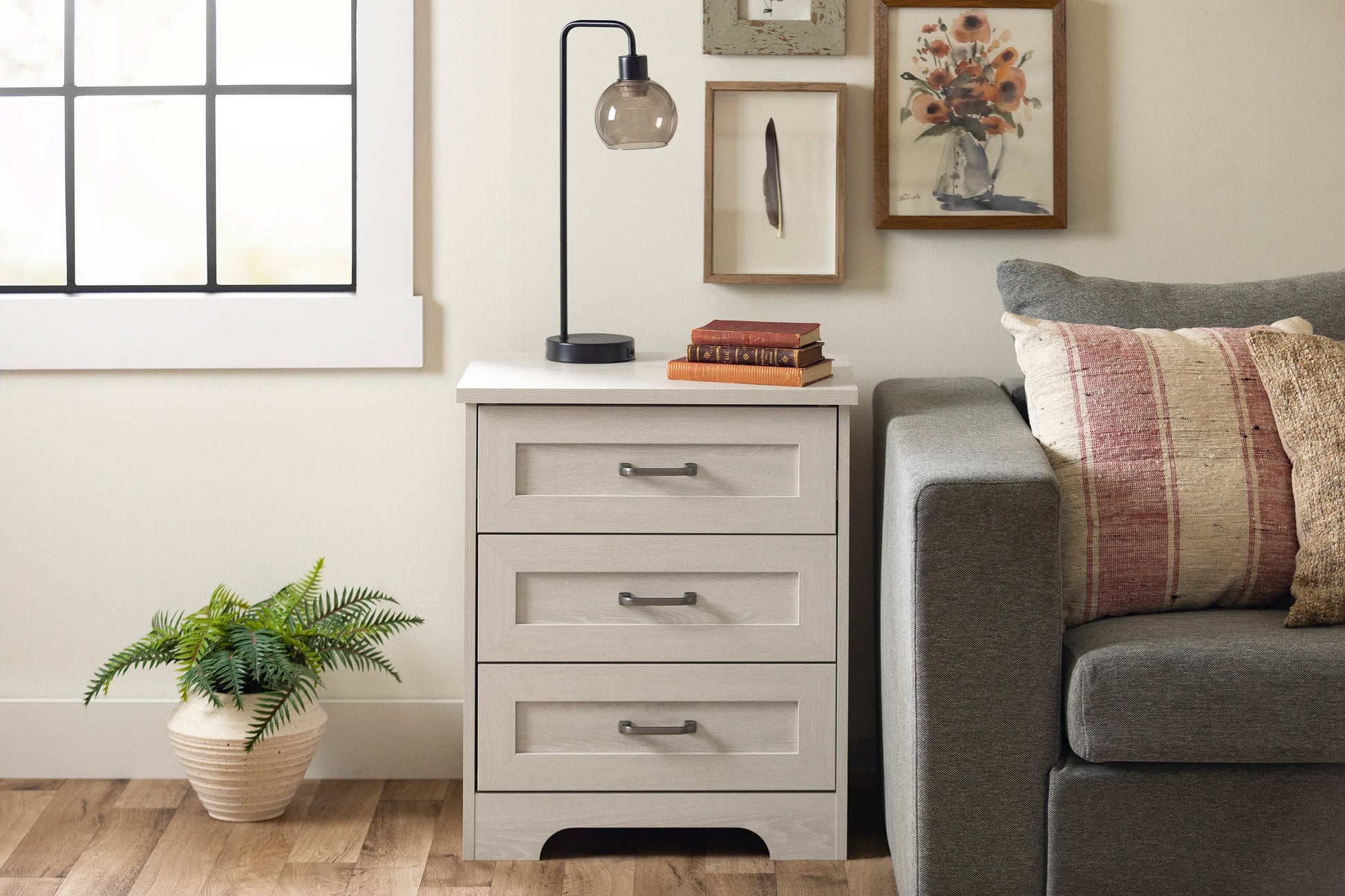 Table de bout avec surface mobile 2 tiroirs Harma Meubles South