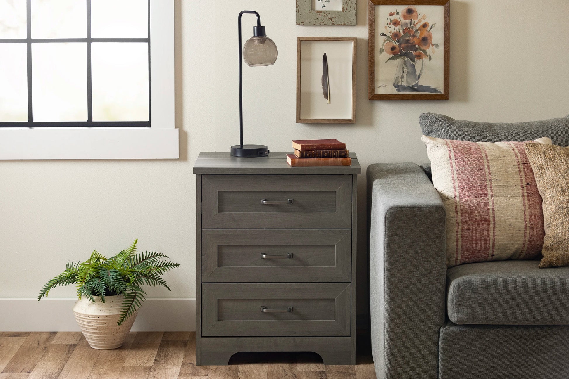 Table de bout avec surface mobile 2 tiroirs Harma Meubles South