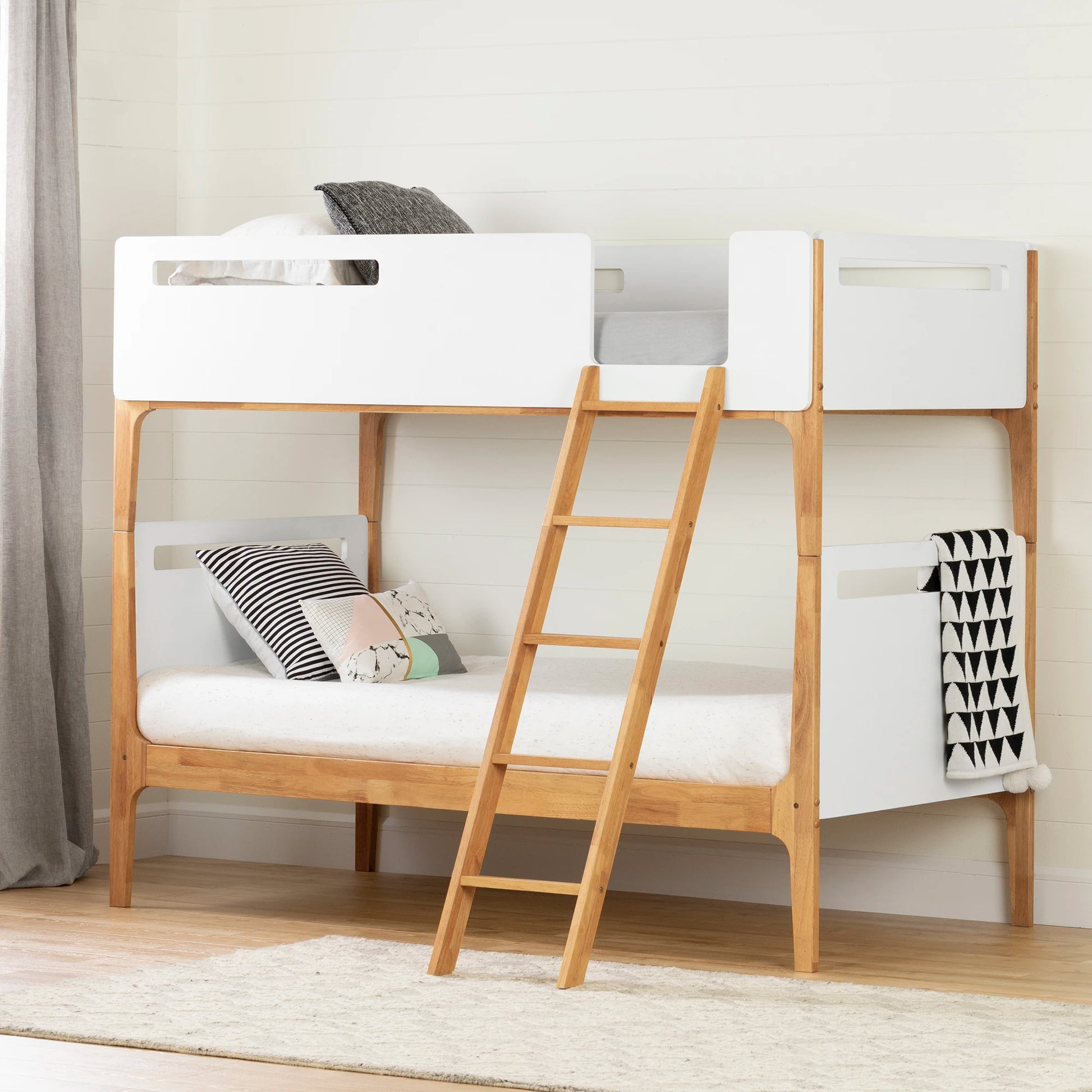 South Shore Bebble Modern Bunk Bed White And Natural