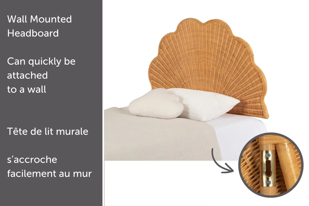 Shell Bed Board Shell Design Headboard South Shore Rattan Wall-Mounted Headboard - Full ...