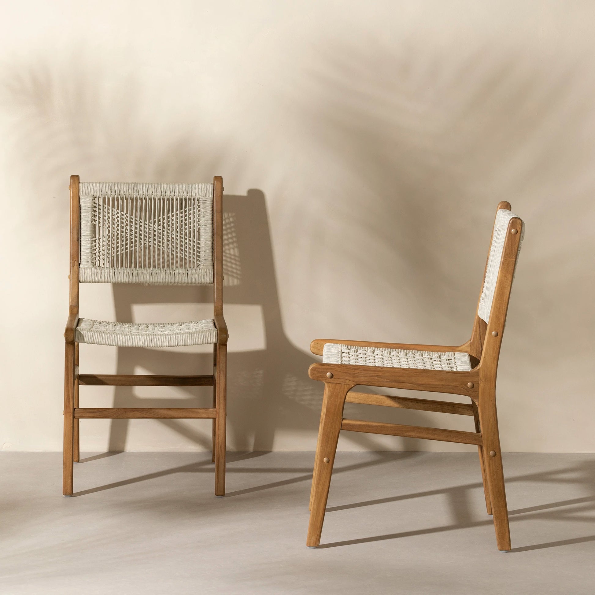 Woven Rope and Teak Dining Chair, Set of Agave South Shore