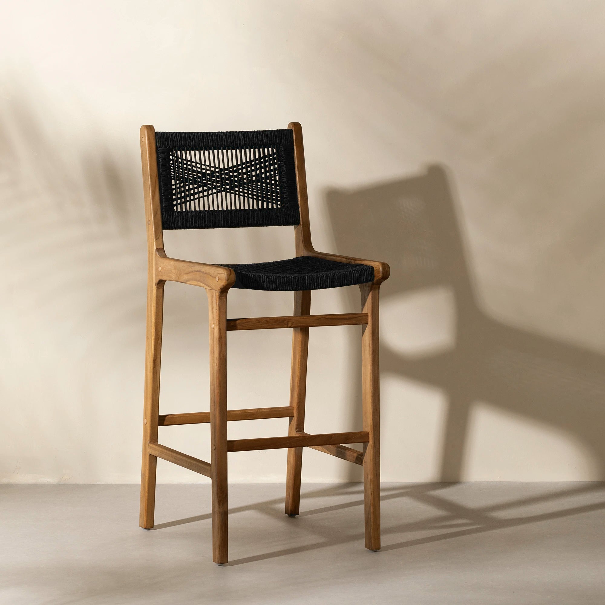 Teak Wood and Woven Rope Bar Stool | Agave | South Shore Furniture ...