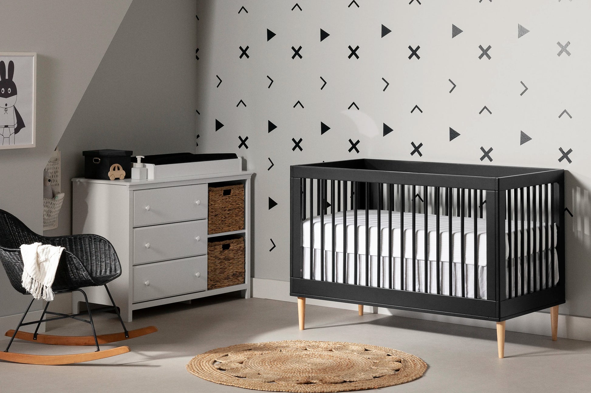 Baby Crib with Adjustable Height Balka Pure White