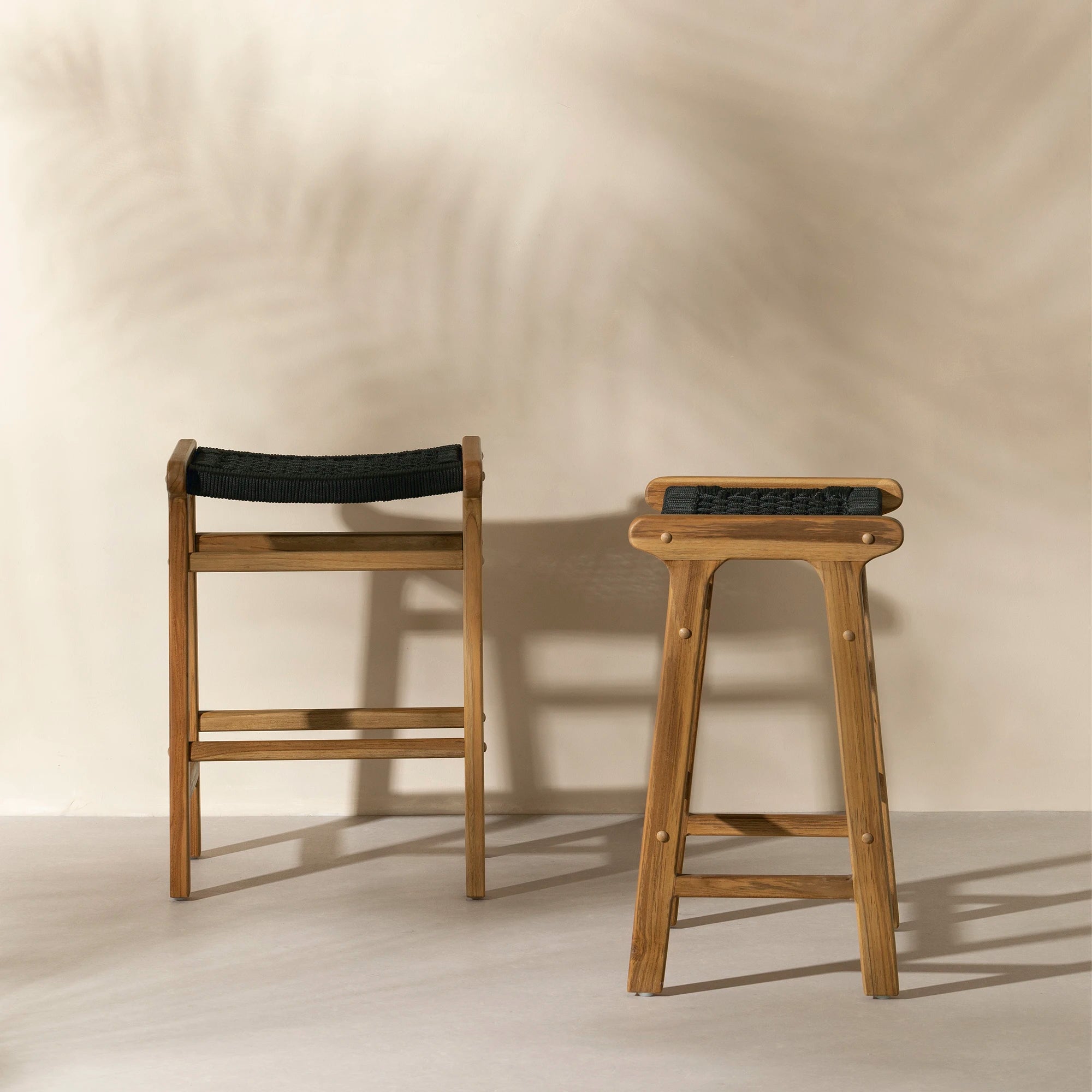 Woven Rope and Teak Counter Stool, Set of 2 | Agave | South Shore ...