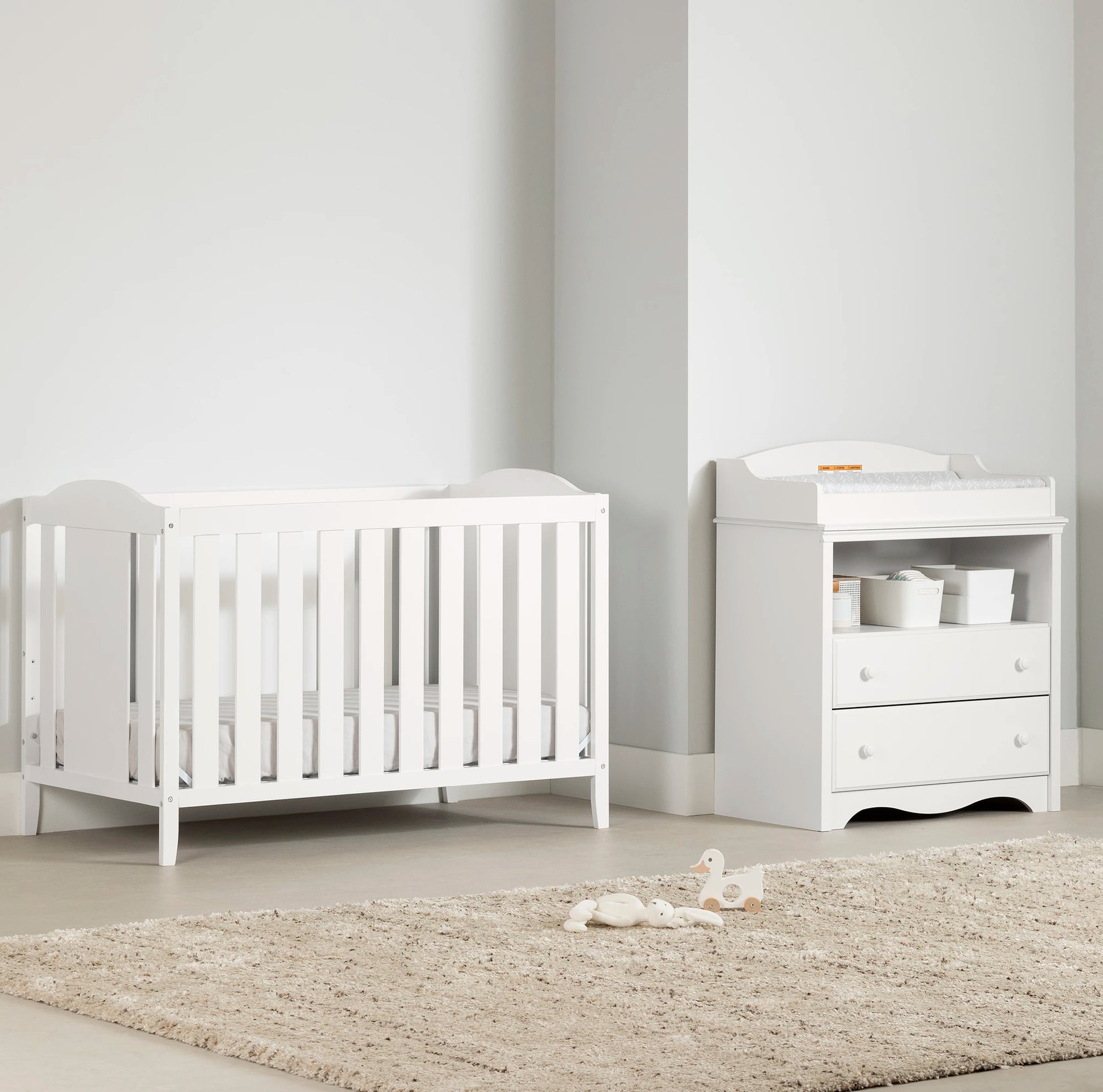 Grey crib and changing table set shop