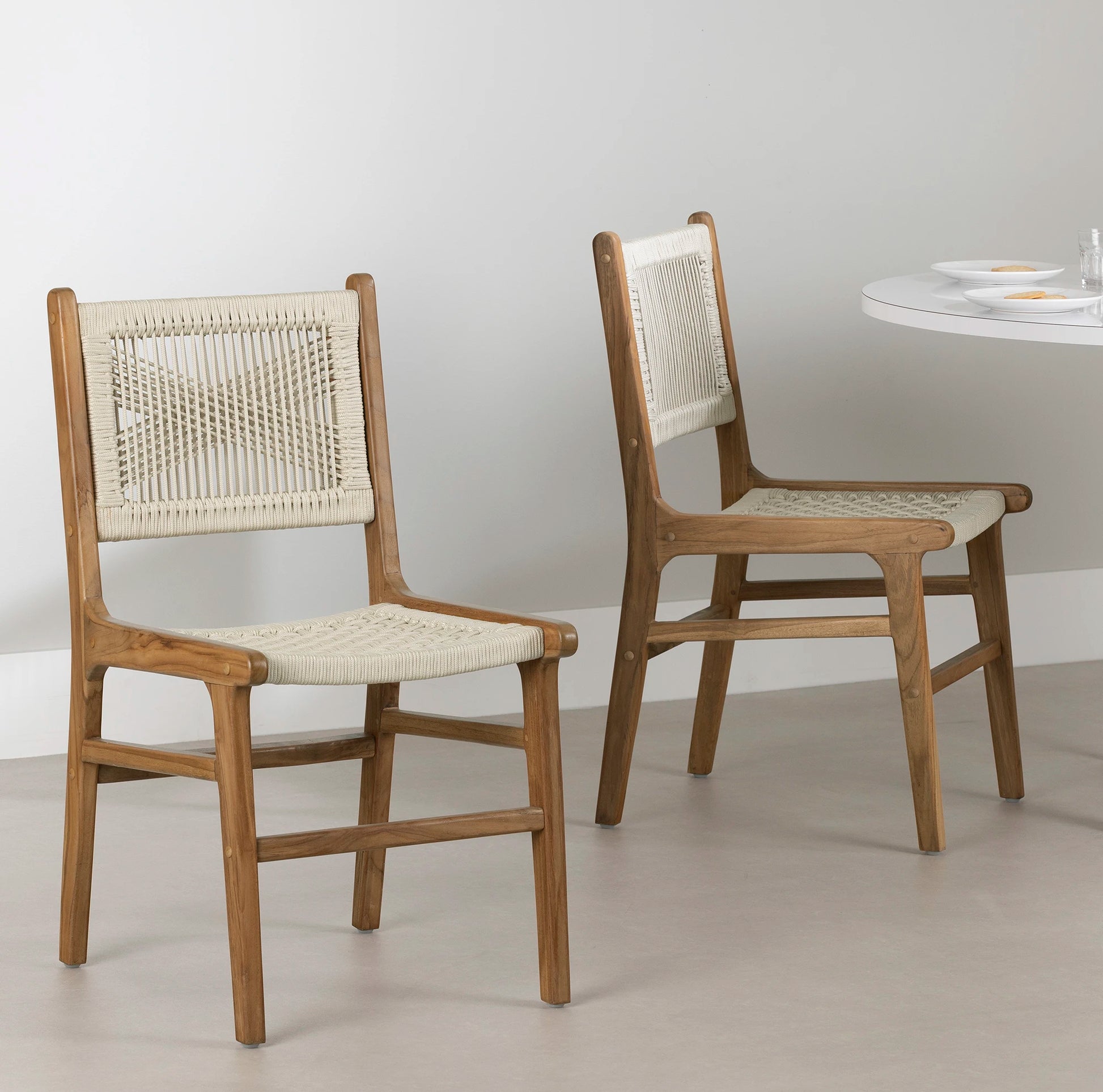 Woven Rope and Teak Dining Chair, Set of Balka South Shore